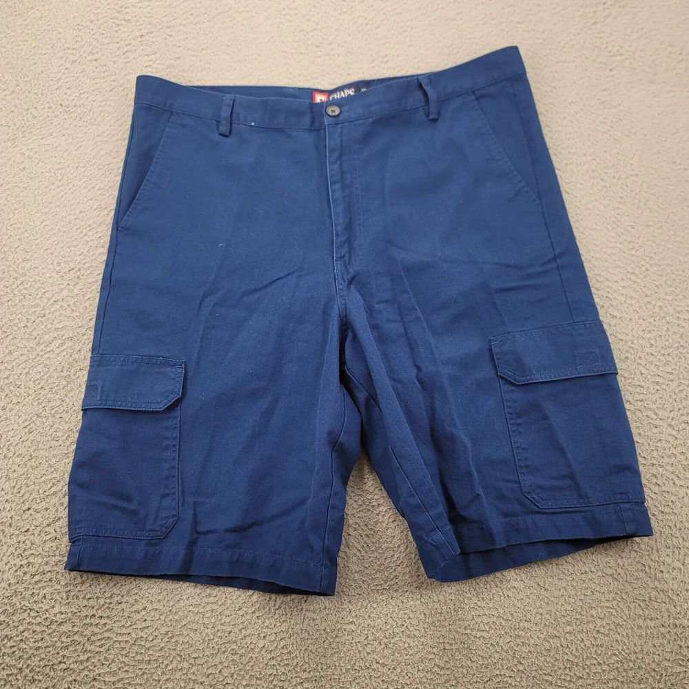 Chaps Shorts Mens 38 Blue‎ Cargo Chino 10" inseam Classic Preppy Logo Outdoors